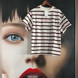 H&M Maroon and White Striped Tee